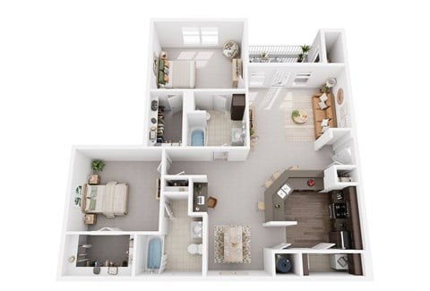 Floor plan for 2 beds, 2 baths, 1253 sqft